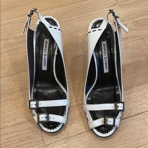 White Leather Manolo Blahnik Sandals